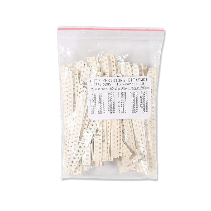 AEDIKO AEDIKO Chip Resistor Kit 0805 SMD Resistor Assortment Kit 1 18W 0125W 0 ohm10M ohm Resistors Assorted 60Value 1500pcs  - Image 5