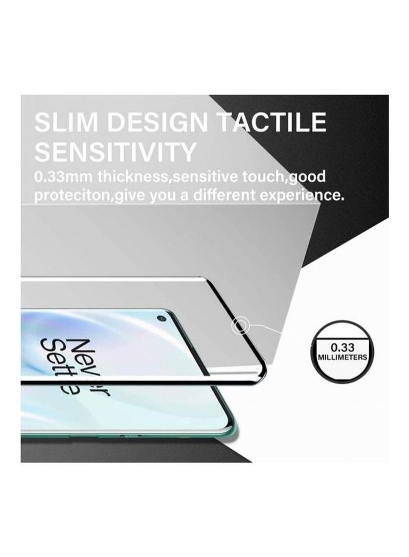BORTONY 3D Tempered Glass Screen Protector for OnePlus 8 Pro Clear/Black - Image 2