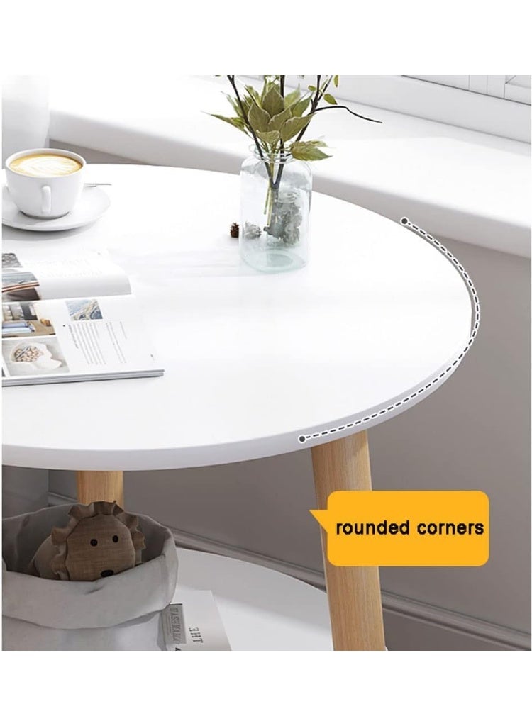 MOMENT MOMENT Modern Round Small Side Table, 48 x 52 cm, 2 - Tier Round Table with Storage Shelf for Living Room, Bedroom, Small Spaces - Easy Assembly - Image 3