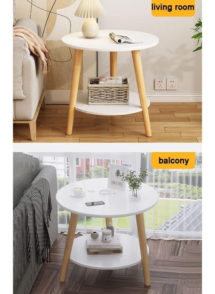MOMENT MOMENT Modern Round Small Side Table, 48 x 52 cm, 2 - Tier Round Table with Storage Shelf for Living Room, Bedroom, Small Spaces - Easy Assembly - Image 5