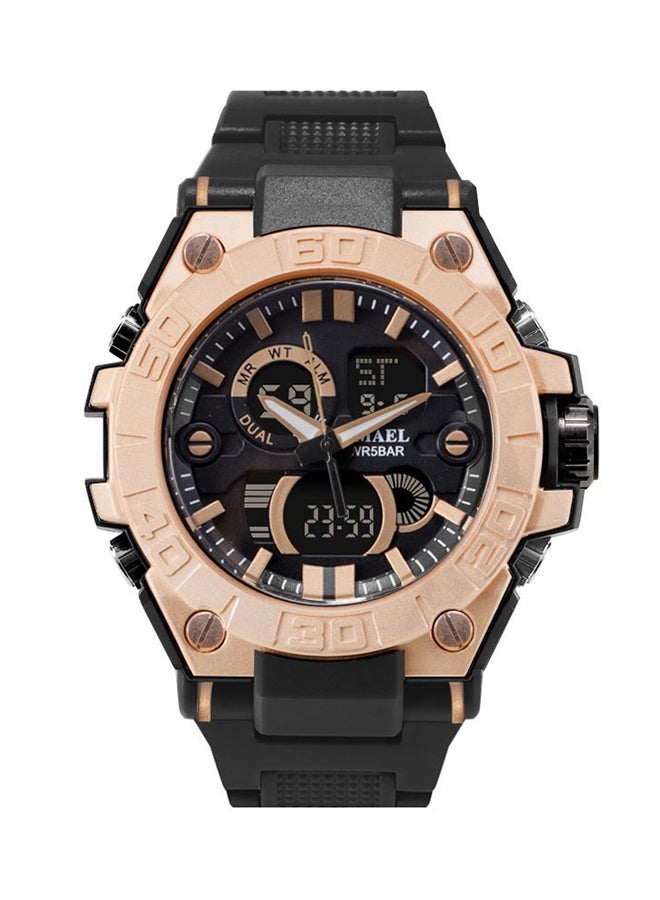 سميل ساعة يد رقمية + بعقارب مضادة للماء بسوار مطاطي طراز 8003 unisex