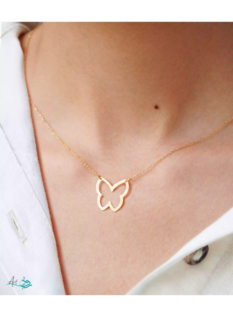 Ruby Art Gold 18K Pure Gold Necklace for women Minimal butterfly   -  1.62  Gram - Image 3