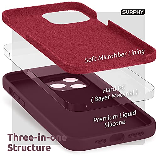 SURPHY Compatible with iPhone 13 Pro Max Case with Screen Protector, (Camera Protection + Soft Microfiber Lining) Liquid Silicone Phone Case 6.7 inch 2021, Plum - Image 5