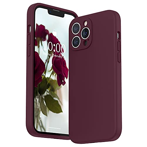 SURPHY Compatible with iPhone 13 Pro Max Case with Screen Protector, (Camera Protection + Soft Microfiber Lining) Liquid Silicone Phone Case 6.7 inch 2021, Plum - Image 1
