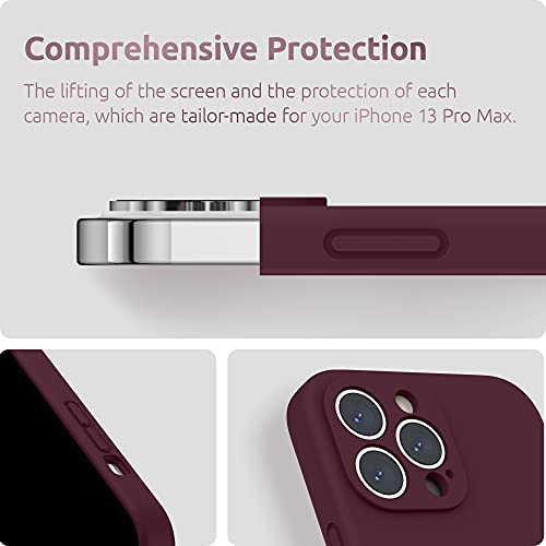 SURPHY Compatible with iPhone 13 Pro Max Case with Screen Protector, (Camera Protection + Soft Microfiber Lining) Liquid Silicone Phone Case 6.7 inch 2021, Plum - Image 4
