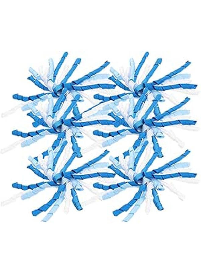 6Pcs Self Stick Curly Bowknot Ribbon Set Blue For Gift Box Birthday Holiday Decor - Image 1