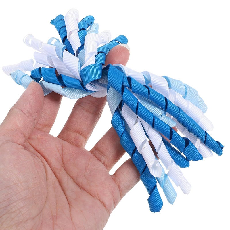 6Pcs Self Stick Curly Bowknot Ribbon Set Blue For Gift Box Birthday Holiday Decor - Image 5