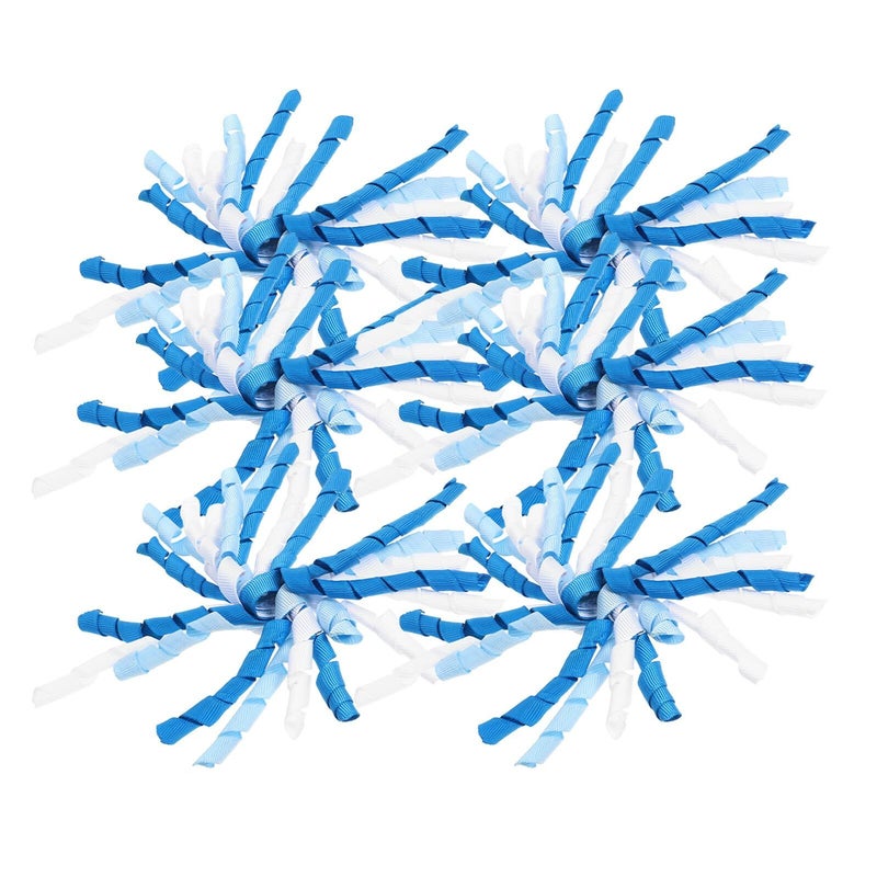 6Pcs Self Stick Curly Bowknot Ribbon Set Blue For Gift Box Birthday Holiday Decor - Image 2