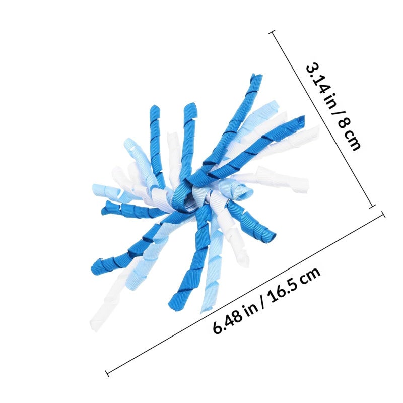 6Pcs Self Stick Curly Bowknot Ribbon Set Blue For Gift Box Birthday Holiday Decor - Image 3