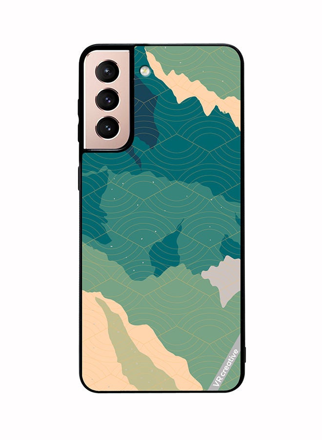 VR CREATIVE Protective Case Cover For Samsung Galaxy S21 5G Line Art Landscape Design Multicolour - Image 1