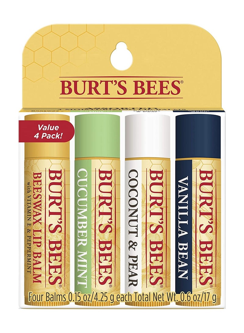 Burt's Bees Assorted Moisturizing Lip Balms 4 Pack - Image 1