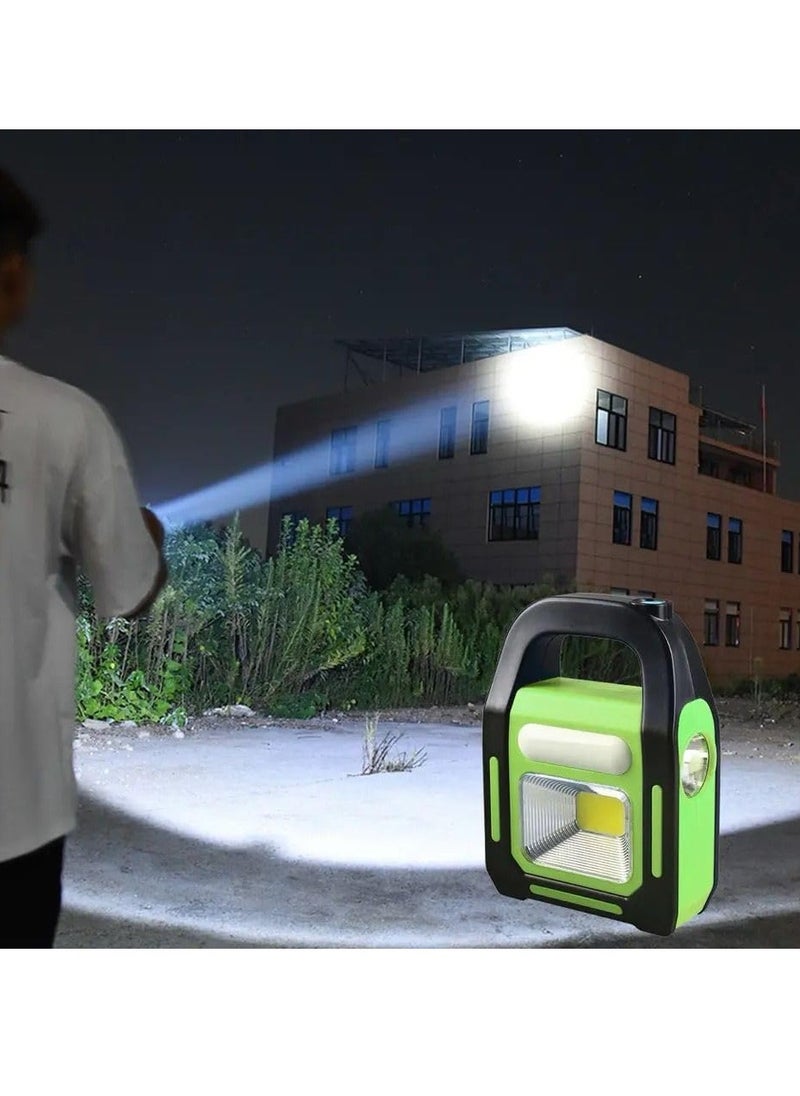 QSHOP - Qshop 3 in 1 Solar Outdoor Emergency Light and Camping Spotlight, Brightest COB LED Rechargeable + USB Charging Port for Devices (Green) - Image 1