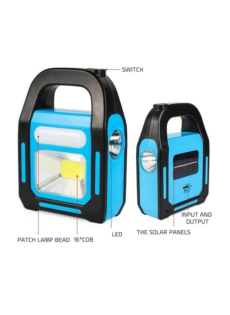 QSHOP - Qshop 3 in 1 Solar Outdoor Emergency Light and Camping Spotlight, Brightest COB LED Rechargeable + USB Charging Port for Devices (Green) - Image 1