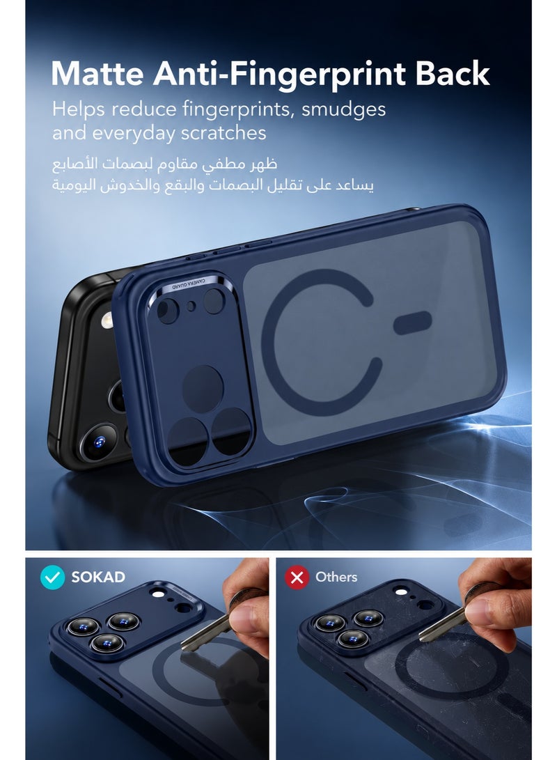 SOKAD Large Viewport MagSafe Matte Blue Case for iPhone 18 Pro Max, Full Camera Protection, Anti-Fingerprint Slim Phone Cover with Metal Buttons - Image 3