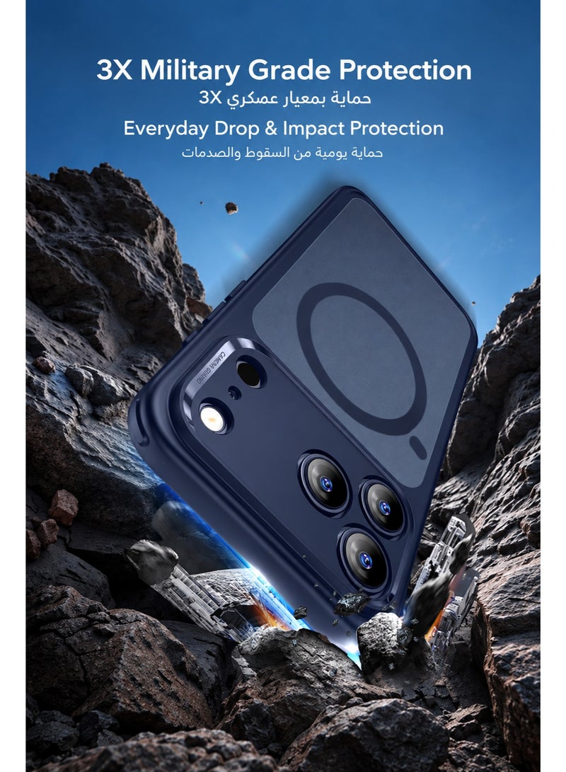 SOKAD Large Viewport MagSafe Matte Blue Case for iPhone 18 Pro Max, Full Camera Protection, Anti-Fingerprint Slim Phone Cover with Metal Buttons - Image 4