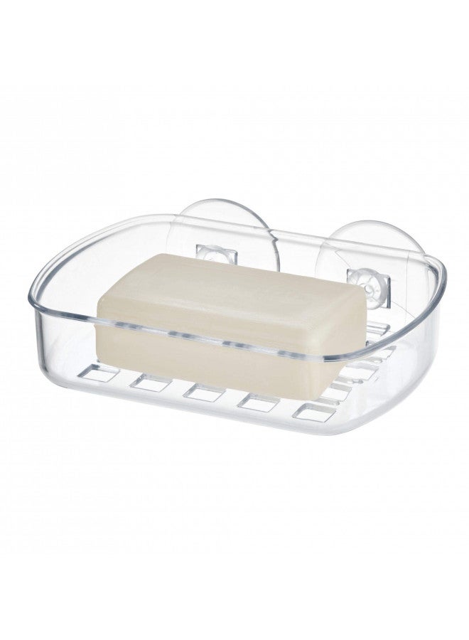 IDesign حامل صابون بلاستيكي مع شفط خالي من BPA - 5.25" × 4" × 2"، شفاف، 19600 - Image 2