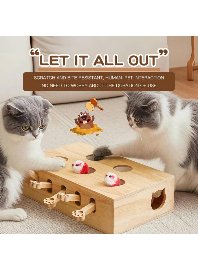 A.M Wooden Whack-a-mole Interactive Cat Toy for Indoor Cats Interactive Pet Toy Box Cat Puzzle Toy for All Ages Cats for Indoor Play Exercise - Image 5