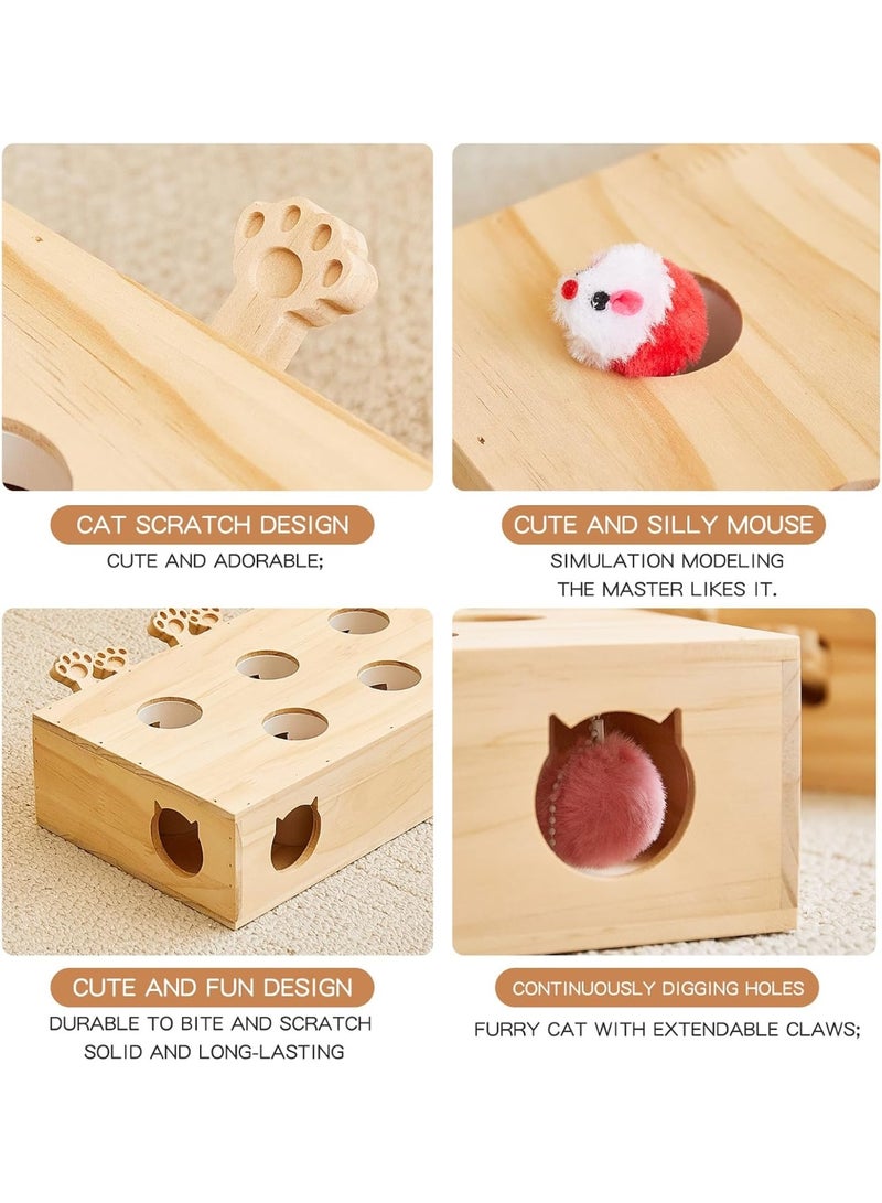 A.M Wooden Whack-a-mole Interactive Cat Toy for Indoor Cats Interactive Pet Toy Box Cat Puzzle Toy for All Ages Cats for Indoor Play Exercise - Image 2