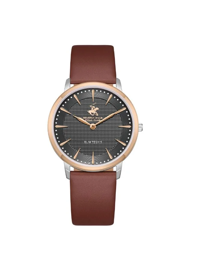 BEVERLY HILLS POLO CLUB BEVERLY HILLS POLO CLUB BP3722X.462 Men's Analog Display Watch & Leather Strap Brown
