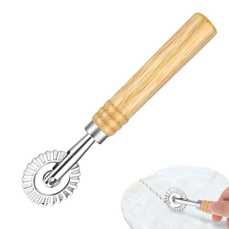 WLLHYF Pasta Cutter Wheel Ravioli Cutter Wheel with Roller Pizza Cutter Wheel Dumpling Lace Making Zinc Alloy Noodle Making Cutter for Kitchen - Image 2