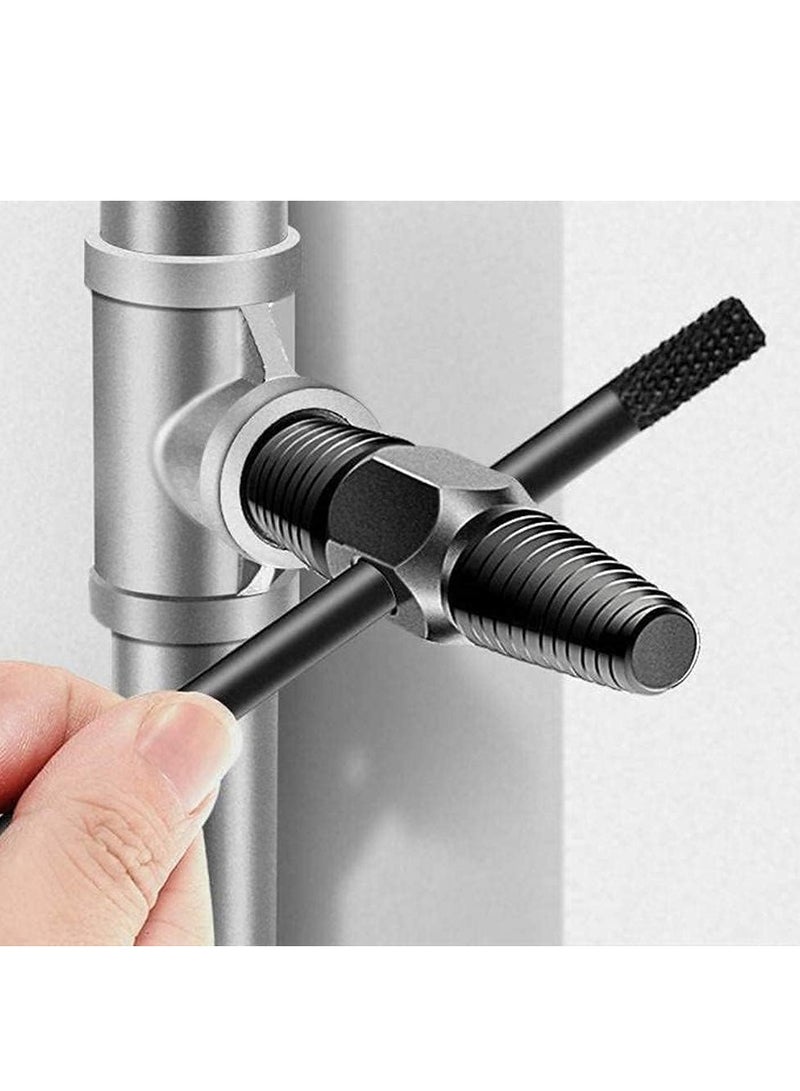 MJZ 2pcs Double Head Pipe Extractor Water Pipe Bolt Remover Dual-use Screw Removal Tool Damaged Screw Extractor Easy Out Double Head Pipe Broken Screw Bolt Extractor Broken Bolt Remover 1/2" + 3/4", Black - Image 5
