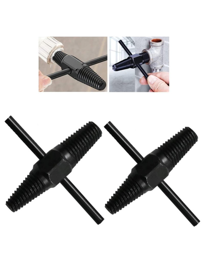 MJZ 2pcs Double Head Pipe Extractor Water Pipe Bolt Remover Dual-use Screw Removal Tool Damaged Screw Extractor Easy Out Double Head Pipe Broken Screw Bolt Extractor Broken Bolt Remover 1/2" + 3/4", Black - Image 1