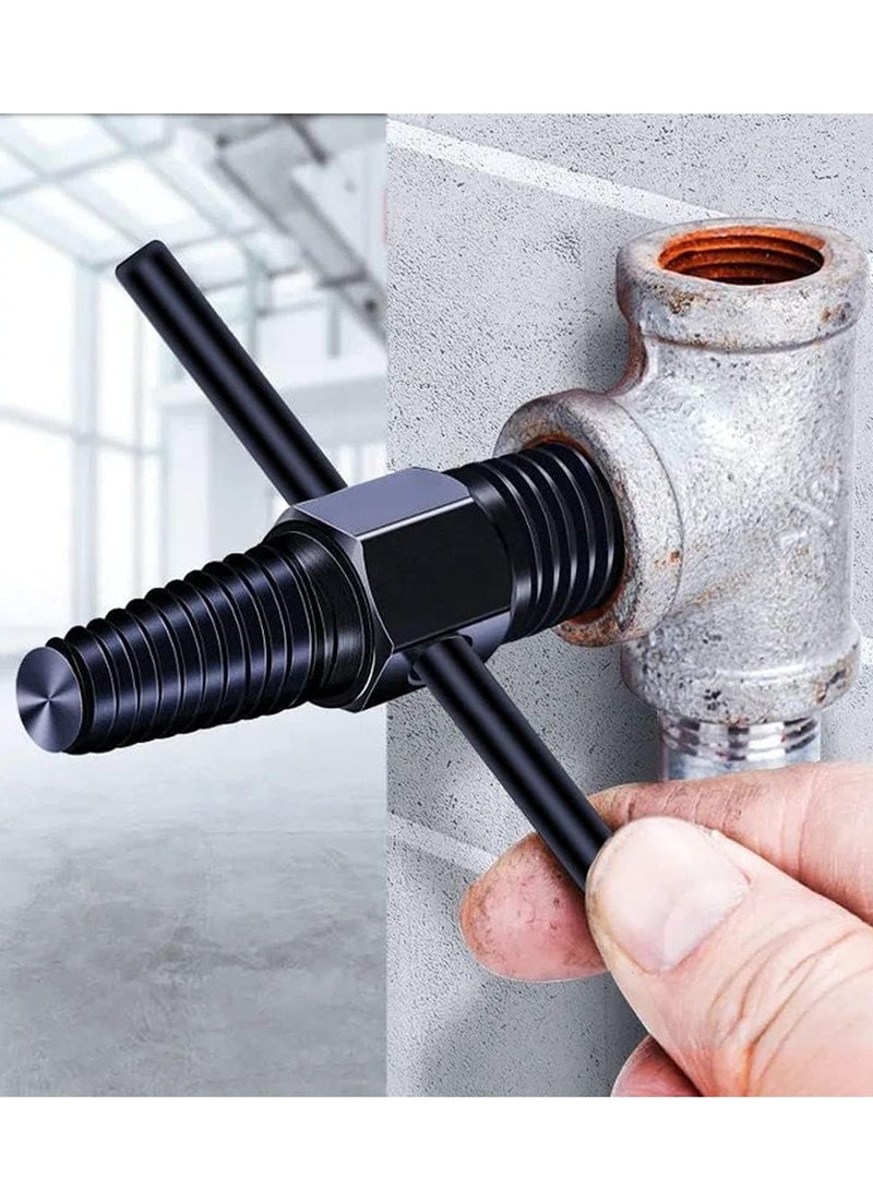 MJZ 2pcs Double Head Pipe Extractor Water Pipe Bolt Remover Dual-use Screw Removal Tool Damaged Screw Extractor Easy Out Double Head Pipe Broken Screw Bolt Extractor Broken Bolt Remover 1/2" + 3/4", Black - Image 3