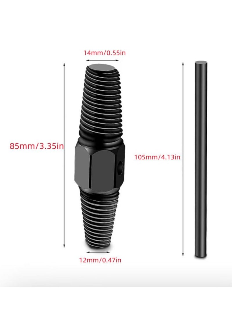 MJZ 2pcs Double Head Pipe Extractor Water Pipe Bolt Remover Dual-use Screw Removal Tool Damaged Screw Extractor Easy Out Double Head Pipe Broken Screw Bolt Extractor Broken Bolt Remover 1/2" + 3/4", Black - Image 4