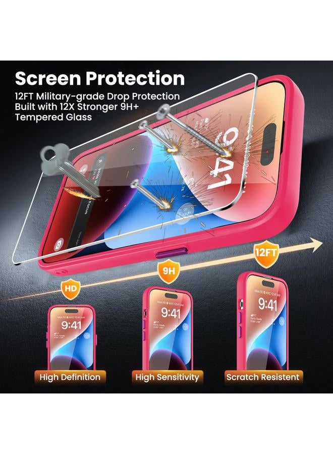 DEERLAMN Case for iPhone 15 6.1-Inch with Screen Protector, [Compatible with MagSafe] Shockproof Protection Magnetic Translucent Matte Slim Phone Cover for Women Men-Hot Pink - Image 5