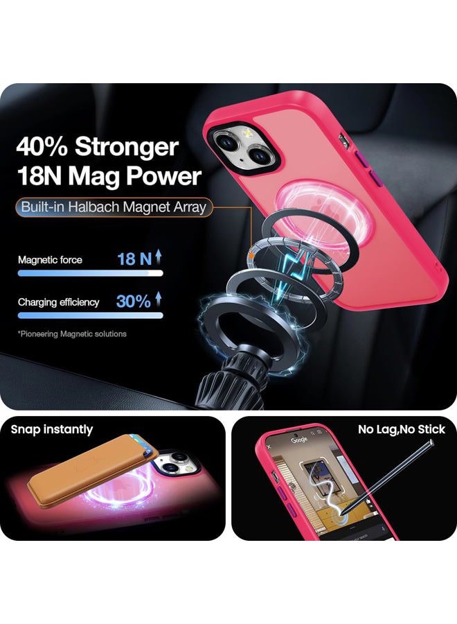 DEERLAMN Case for iPhone 15 6.1-Inch with Screen Protector, [Compatible with MagSafe] Shockproof Protection Magnetic Translucent Matte Slim Phone Cover for Women Men-Hot Pink - Image 3