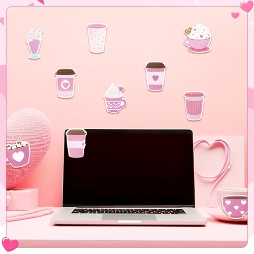 CJiangpo 30Pcs Valentine’s Day Coffee Cup Sticky Notes Pads, 600 Sheets Cute Self Stick Notepad Memo Pads Cartoon Page Markers Classroom Rewards for Valentines Party Favors Fillers Coffee Lover Gifts - Image 4
