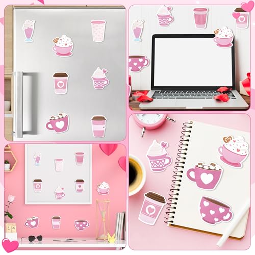 CJiangpo 30Pcs Valentine’s Day Coffee Cup Sticky Notes Pads, 600 Sheets Cute Self Stick Notepad Memo Pads Cartoon Page Markers Classroom Rewards for Valentines Party Favors Fillers Coffee Lover Gifts - Image 5