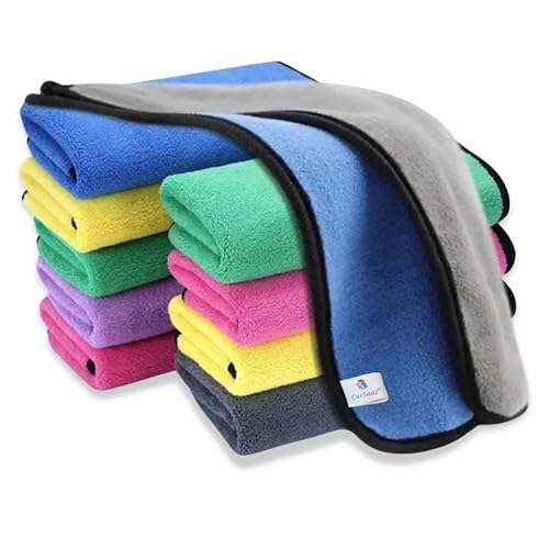 CAR SAAZ® Microfiber Cloth 800 GSM Pack of 10 (40X30 CM) | Mix Colors Microfiber Towels | Super Absorbent Car Cleaning Cloth | Multi-Purpose Towel for Detailing, Cleaning, Washing, Polishing & Drying - Image 1