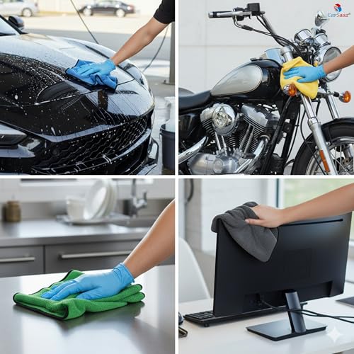 CAR SAAZ® Microfiber Cloth 800 GSM Pack of 10 (40X30 CM) | Mix Colors Microfiber Towels | Super Absorbent Car Cleaning Cloth | Multi-Purpose Towel for Detailing, Cleaning, Washing, Polishing & Drying - Image 4