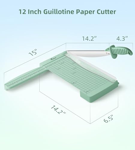 Firbon 12" Guillotine Paper Cutter with Hidden Ruler, Compact Heavy Duty 12-Sheet Capacity Trimmer for Cardstock, Photos, Scrapbooking, Office, Classroom, Studio (Morandi) - Image 2