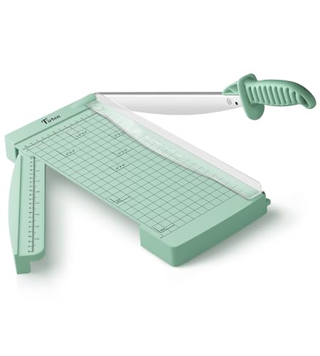Firbon 12" Guillotine Paper Cutter with Hidden Ruler, Compact Heavy Duty 12-Sheet Capacity Trimmer for Cardstock, Photos, Scrapbooking, Office, Classroom, Studio (Morandi) - Image 1
