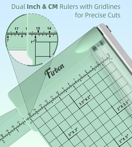 Firbon 12" Guillotine Paper Cutter with Hidden Ruler, Compact Heavy Duty 12-Sheet Capacity Trimmer for Cardstock, Photos, Scrapbooking, Office, Classroom, Studio (Morandi) - Image 4