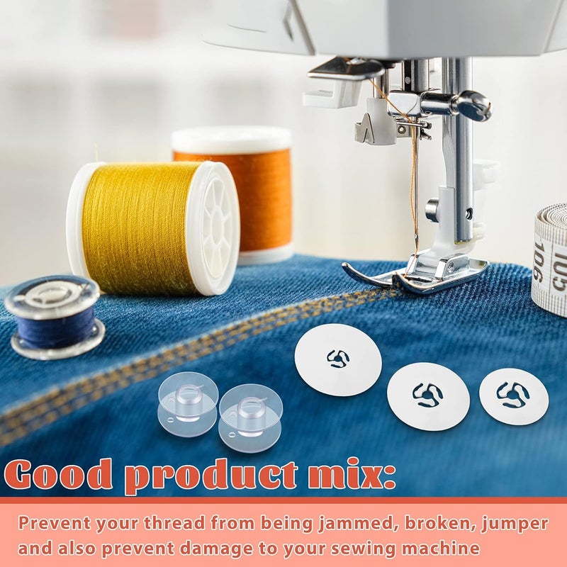 Luinabio 6 Pcs Sewing Spool Cap Small Medium Large Spool Cap for Sewing Machine10 Piece Embroidery Bobbin Transparent Bobbin for Machines 45 35 25 mm - Image 4