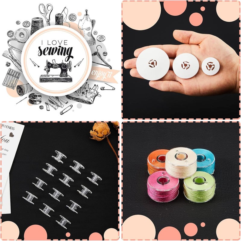 Luinabio 6 Pcs Sewing Spool Cap Small Medium Large Spool Cap for Sewing Machine10 Piece Embroidery Bobbin Transparent Bobbin for Machines 45 35 25 mm - Image 3