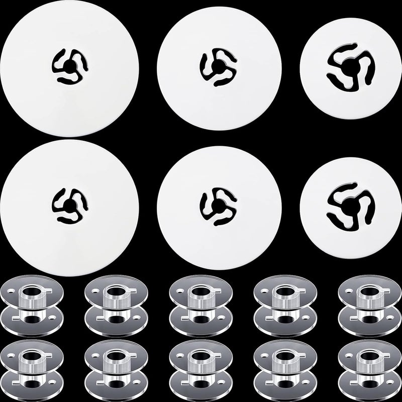 Luinabio 6 Pcs Sewing Spool Cap Small Medium Large Spool Cap for Sewing Machine10 Piece Embroidery Bobbin Transparent Bobbin for Machines 45 35 25 mm - Image 1