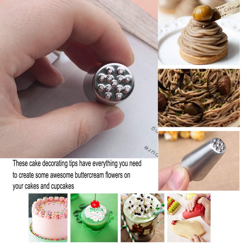 Markeny 5 Pcs Rose Piping Tips  3Pcs Grass Cream Tips Diy Decor Baking Tool And 5 Pcs Leaf Stainless Steel Piping Nozzles Kit(13 Pcs) - Image 5
