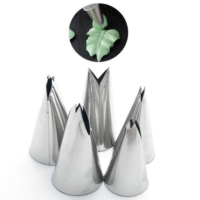 Markeny 5 Pcs Rose Piping Tips  3Pcs Grass Cream Tips Diy Decor Baking Tool And 5 Pcs Leaf Stainless Steel Piping Nozzles Kit(13 Pcs) - Image 3