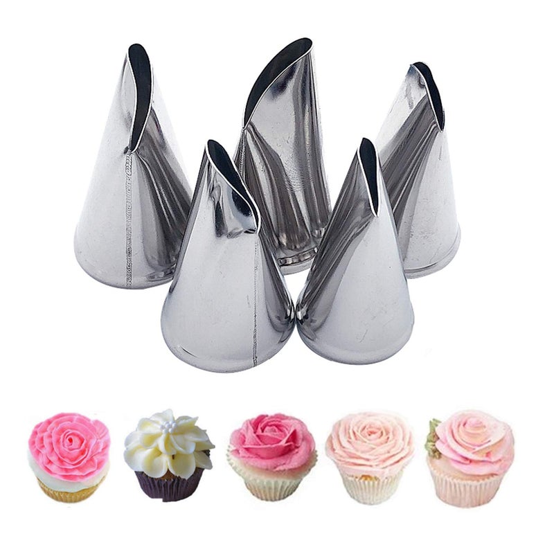 Markeny 5 Pcs Rose Piping Tips  3Pcs Grass Cream Tips Diy Decor Baking Tool And 5 Pcs Leaf Stainless Steel Piping Nozzles Kit(13 Pcs) - Image 4