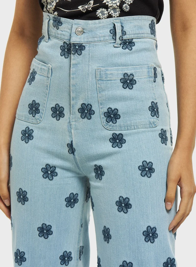 Lee Cooper Pocket Detail Floral Jeans