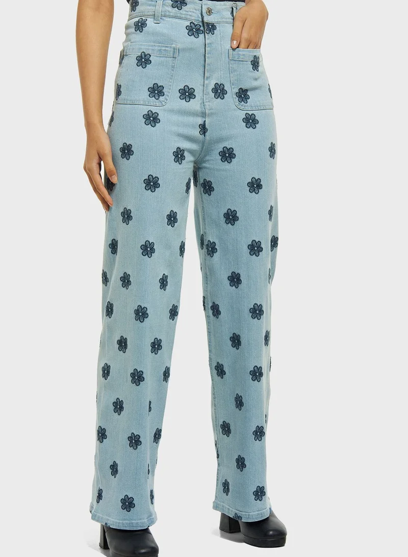Lee Cooper Pocket Detail Floral Jeans