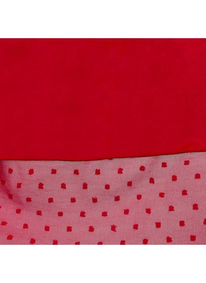 Sunny Fashion - Girls Dress Deep Red Swiss Dot Hi-lo Halter Chiffon Party Christmas Size 7 - Image 1