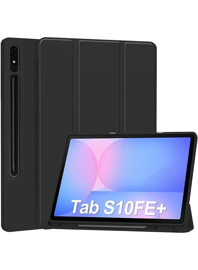 جينيكست غطاء حماية قابل للطي لجهاز Samsung Galaxy Tab S10 FE+ (إصدار 2025، مقاس 13.1 بوصة) - غطاء ذكي بمسند وهيكل صلب، يدعم خاصية السكون/التنبيه التلقائي، ومزود بحامل للقلم - لون أسود. - Image 1