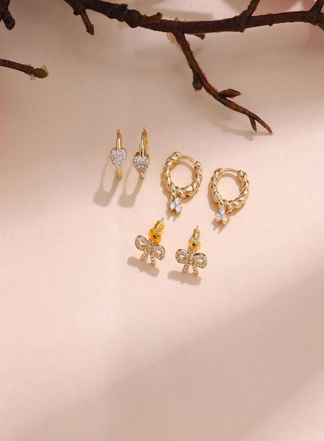 Ewrkbrㅤ Ewrkbr Gold Earrings for Women, 14k Gold Plated Pearl Hoop Earrings Stacks Dainty Gold Huggie Earrings for Women Trendy Hypoallergenic Cute Cartilage Stud Earrings Fashion Gold Jewelry for Women, - Image 4