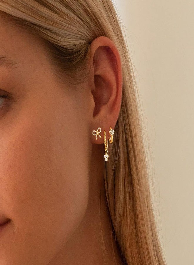 Ewrkbrㅤ Ewrkbr Gold Earrings for Women, 14k Gold Plated Pearl Hoop Earrings Stacks Dainty Gold Huggie Earrings for Women Trendy Hypoallergenic Cute Cartilage Stud Earrings Fashion Gold Jewelry for Women, - Image 3