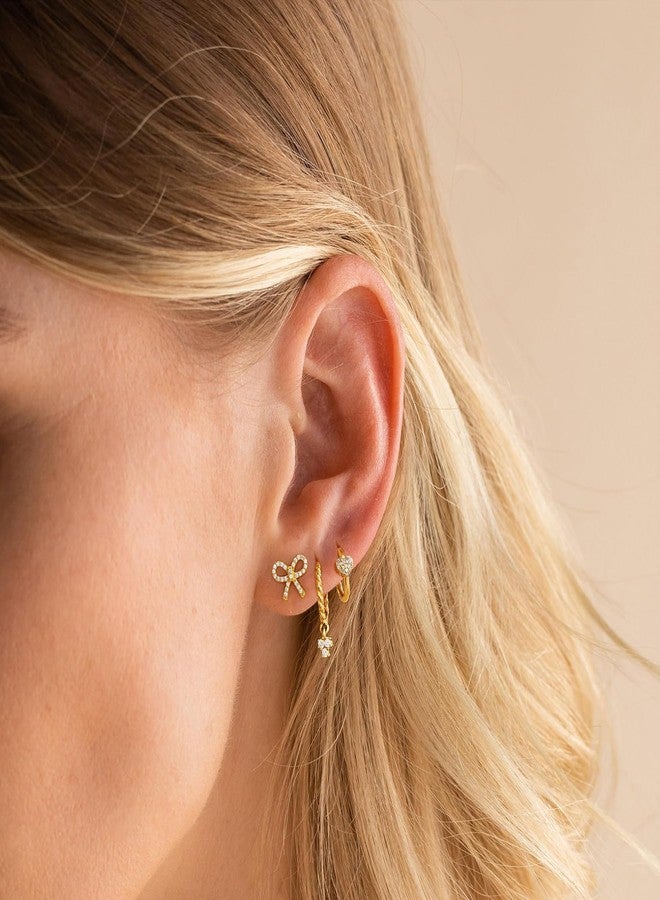 Ewrkbrㅤ Ewrkbr Gold Earrings for Women, 14k Gold Plated Pearl Hoop Earrings Stacks Dainty Gold Huggie Earrings for Women Trendy Hypoallergenic Cute Cartilage Stud Earrings Fashion Gold Jewelry for Women, - Image 5